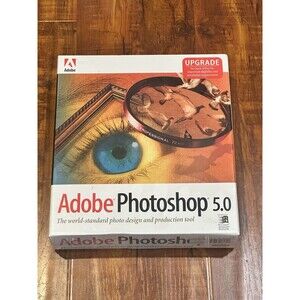 Vintage 1998 Adobe Photoshop 5.0 Upgrade for Windows PC - New & Sealed!